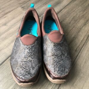 Ryka Brown Snake Print Walking Shoes- Size 9